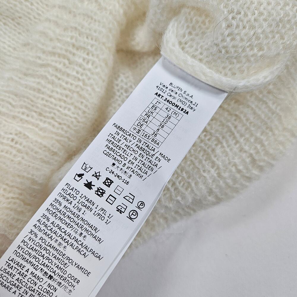 Blumarine Sweater Rhinestone White Mohair Blend Short-Sleeved - Medium - Picture 8 of 10